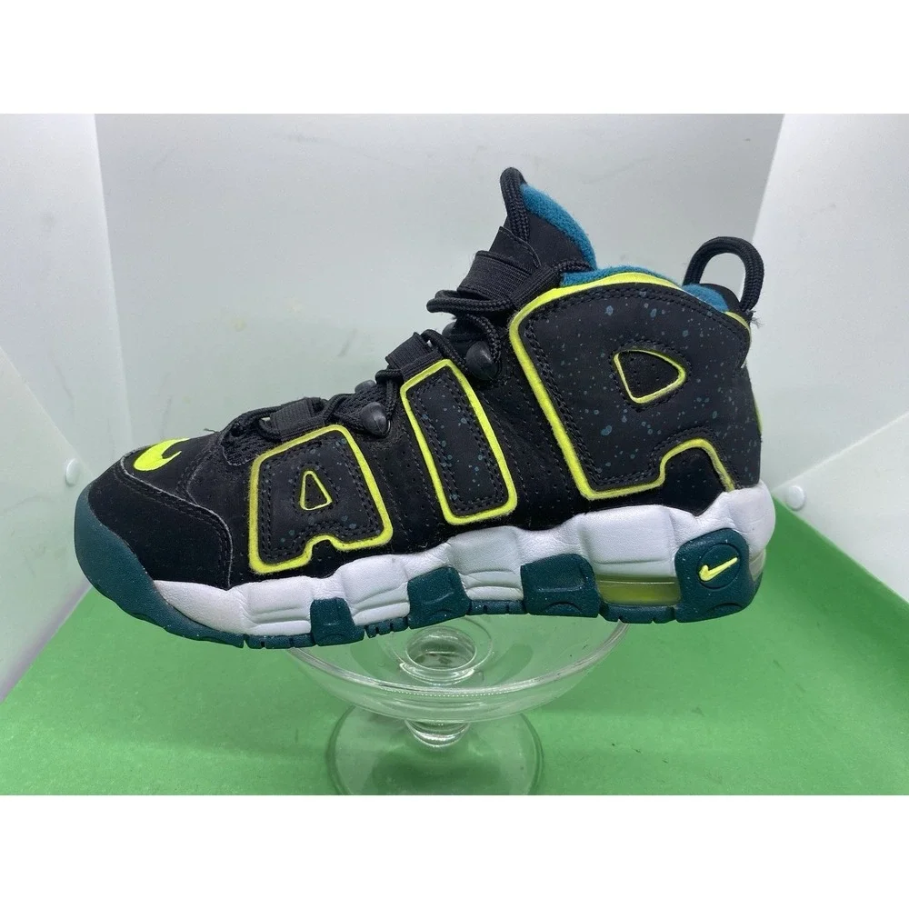 Nike Air More Uptempo Mid Black Geode Teal 2023 Kids Sz 4.5Y DZ2809-001